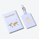 Pochette Passeport et Etiquette Bagage Design - Bleu Clair