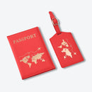Pochette Passeport et Etiquette Bagage - Rouge